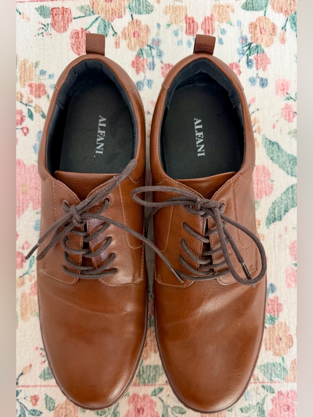 Alfani Brown Leather Derby Lace-Up Shoes